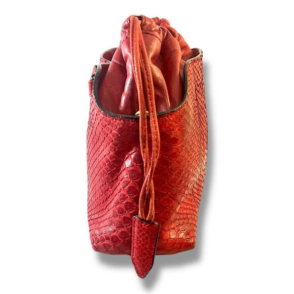 BURBERRY Luxurious Red Python Leather Shoulder/Clutch/or Crossbody Bag - Picture 12 of 16